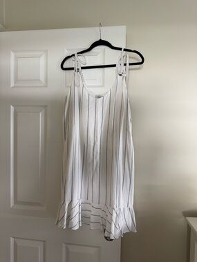White Striped Tie-Shoulder Sundress Rails